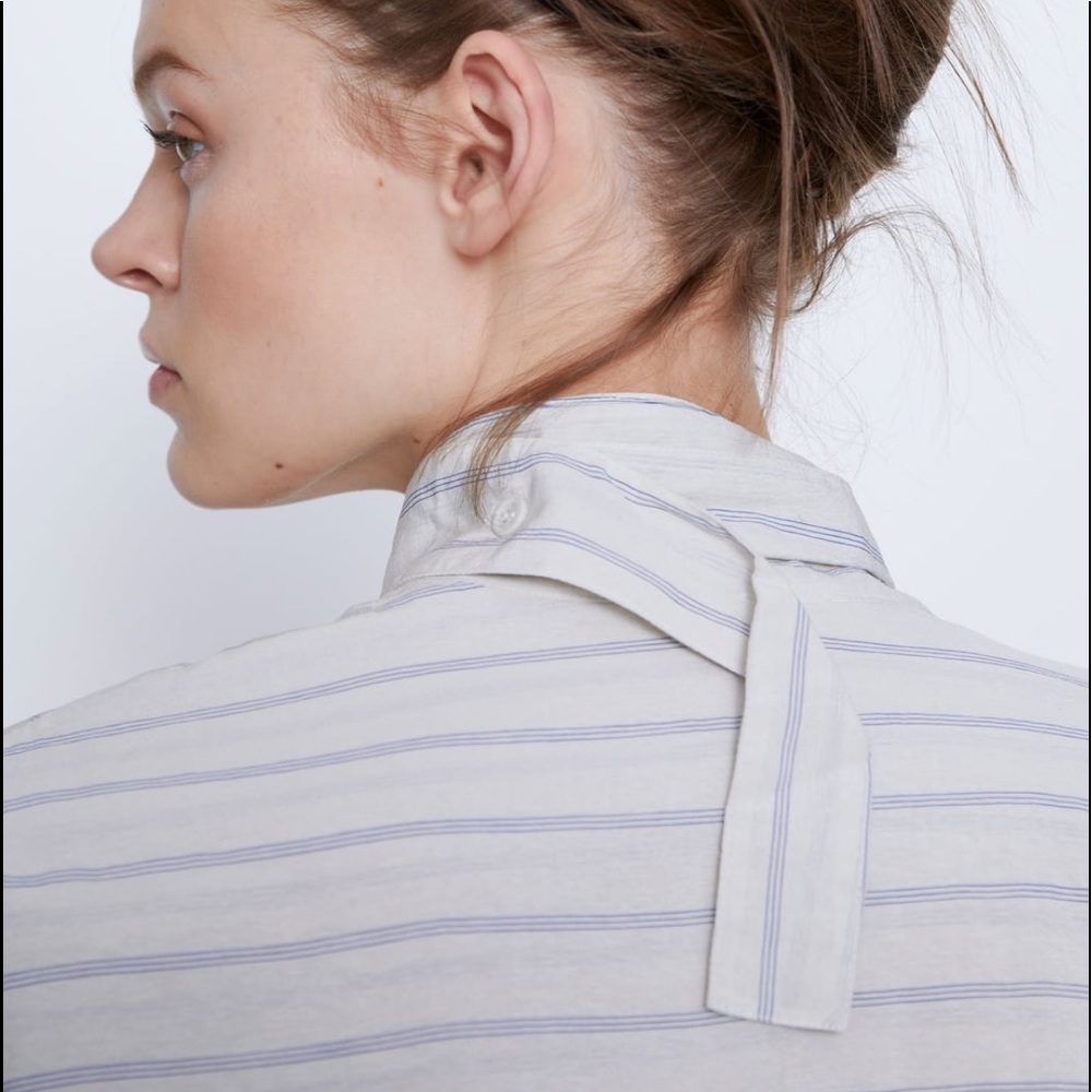 Zara striped poplin shirt, front pleated - Picture 5 of 10